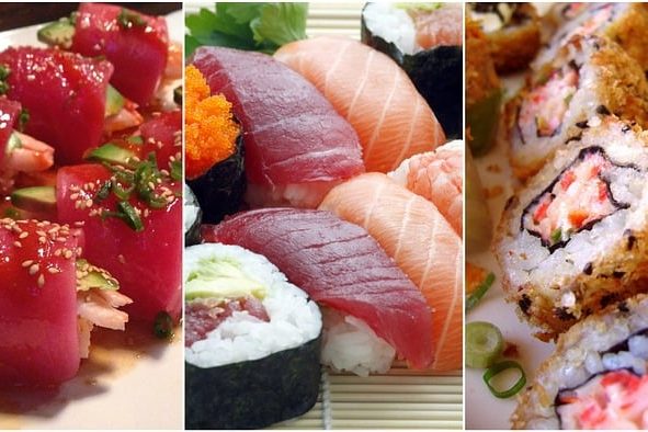 Seafood sushi collage