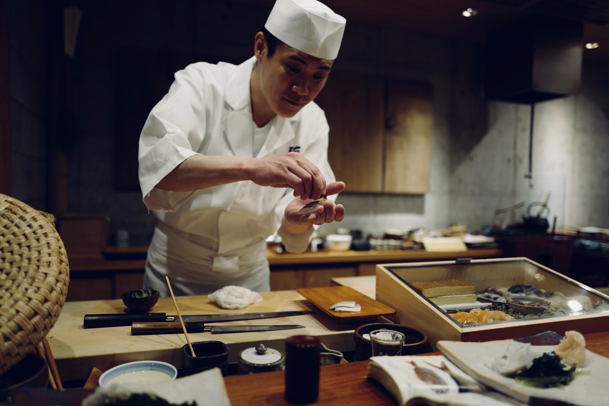 Chef making sushi